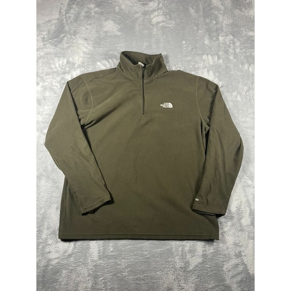 THE NORTH FACE TKA 100 1/4 Zip Fleece Pullover Mens Sz LARGE Green  Lightweight